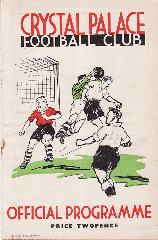 <b>Saturday, September 17, 1938</b><br />vs. Crystal Palace (Away)